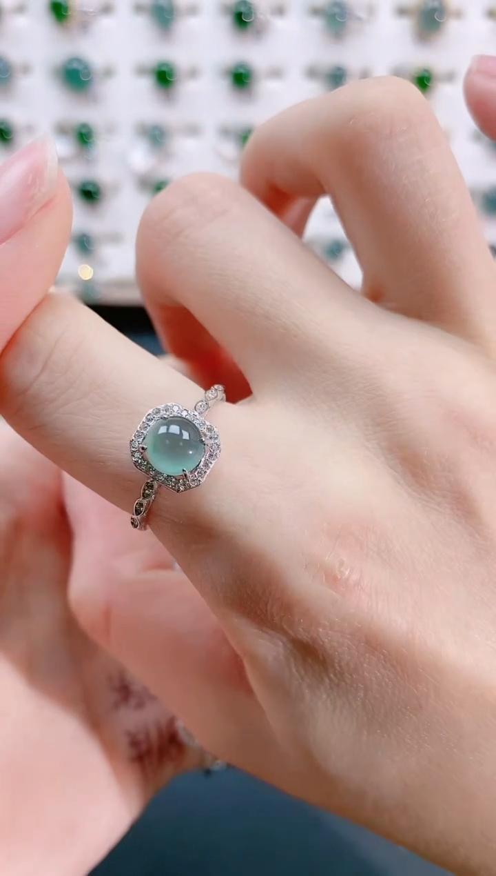 【闪购商品】翡翠戒指银S925镶嵌天然翡翠