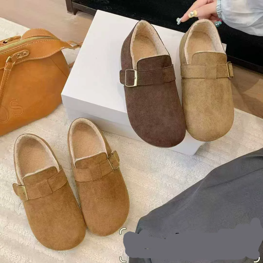 圆头时尚勃肯鞋女冬新款一脚蹬外穿勃肯豆豆鞋K12-1