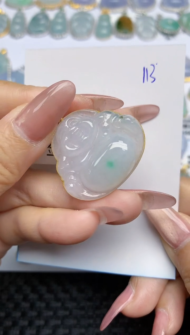 【闪购商品】翡翠颈饰18K金镶嵌天然A货翡翠 113