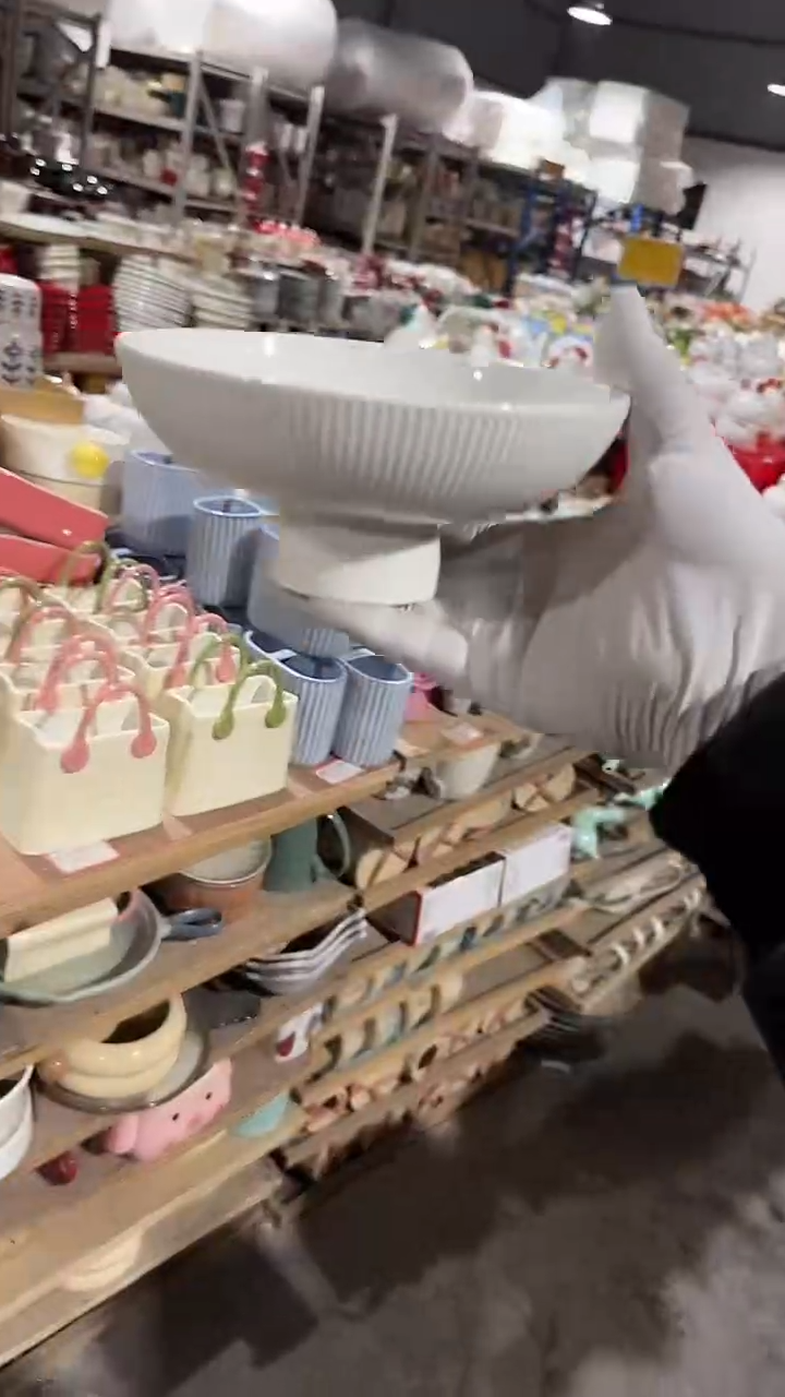 陶瓷小号6英寸高脚盘微瑕 凑满20元包邮