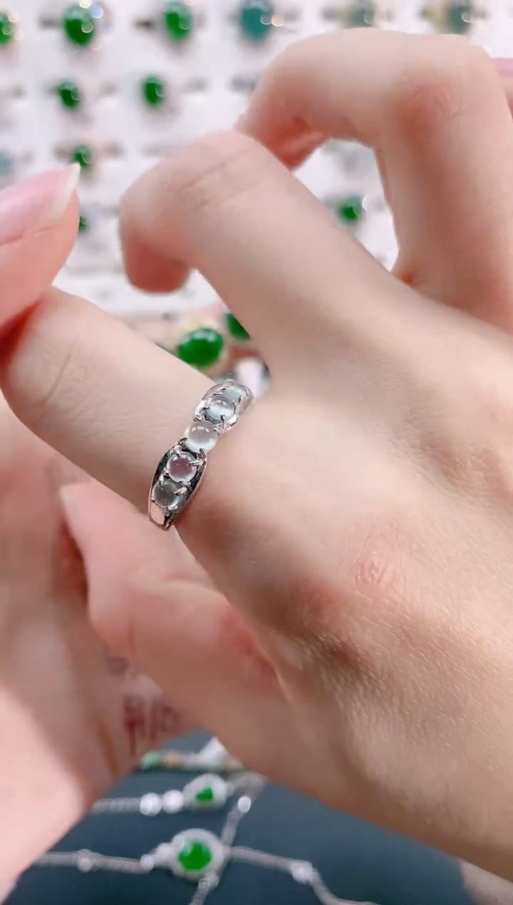 【闪购商品】翡翠戒指银S925镶嵌天然翡翠