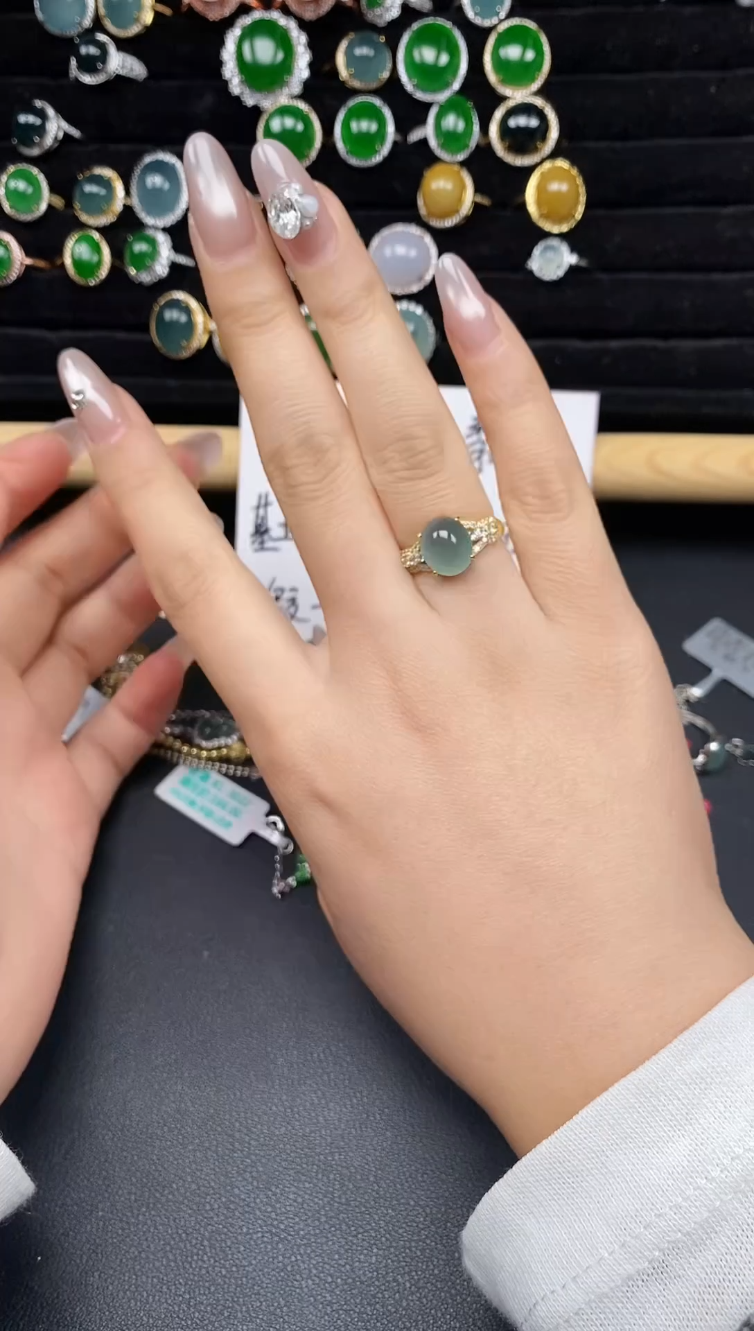 银S925镶嵌戒指翡翠86585