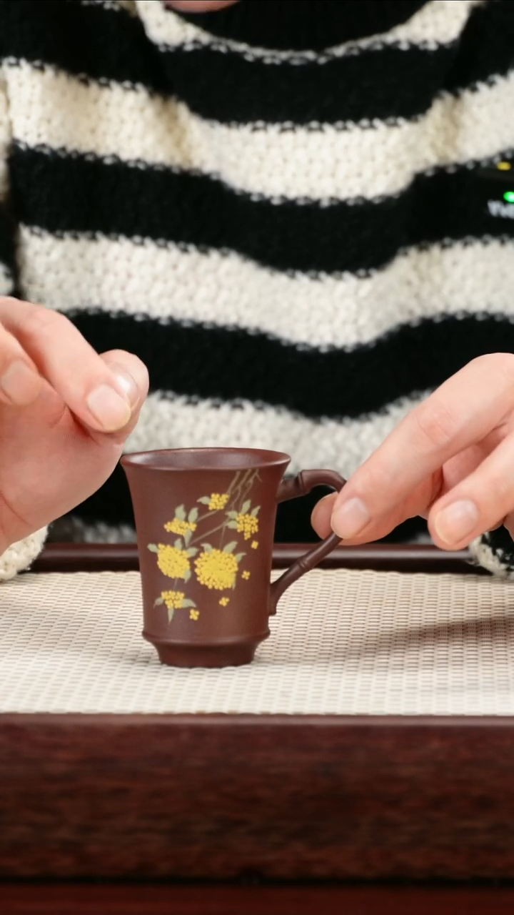 茶壶紫砂底槽青手把杯80cc左右