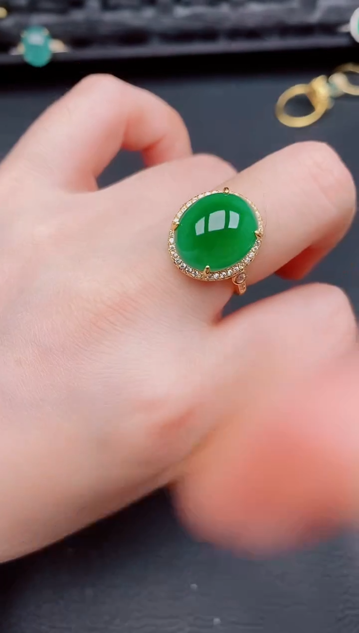 【闪购商品】翡翠戒指银S925镶嵌天然a货翡翠277