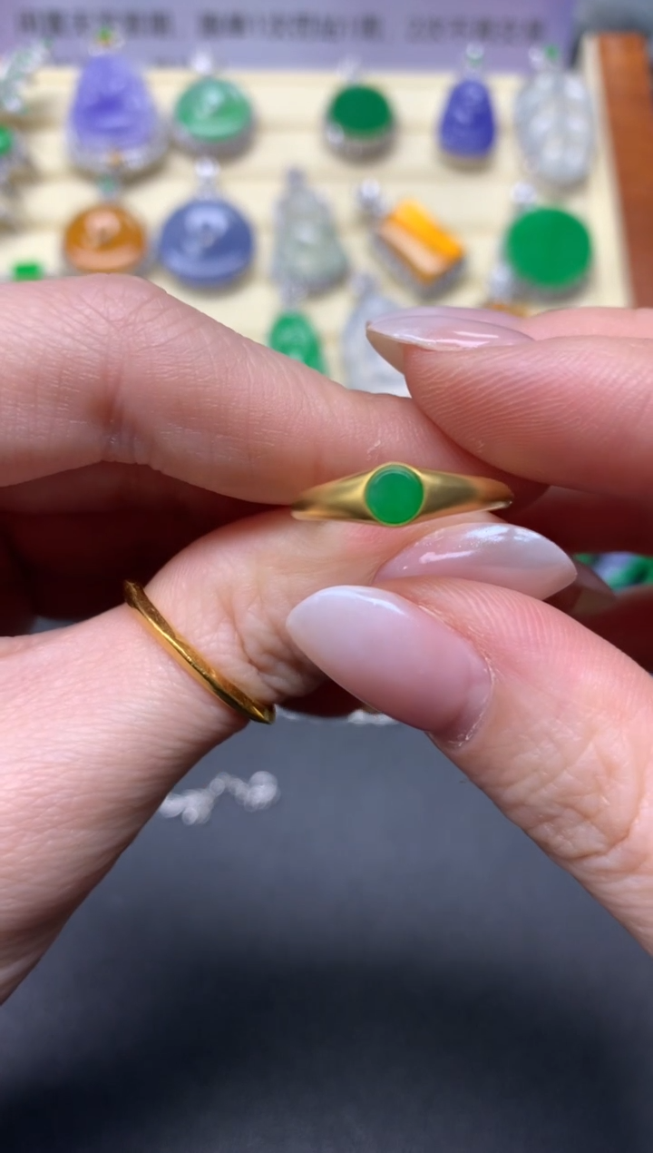 【闪购商品】翡翠戒指18K金镶嵌戒指|900+90
