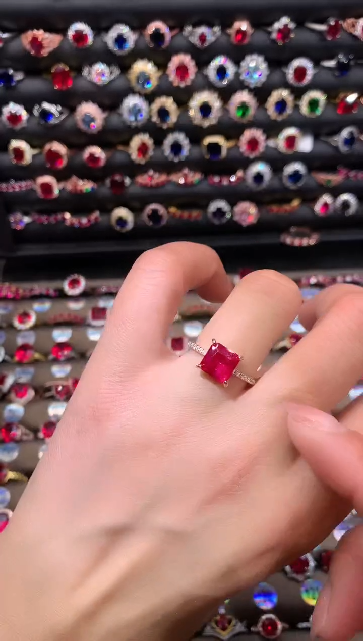 【闪购商品】红宝石戒指银S925镶嵌8玫瑰金