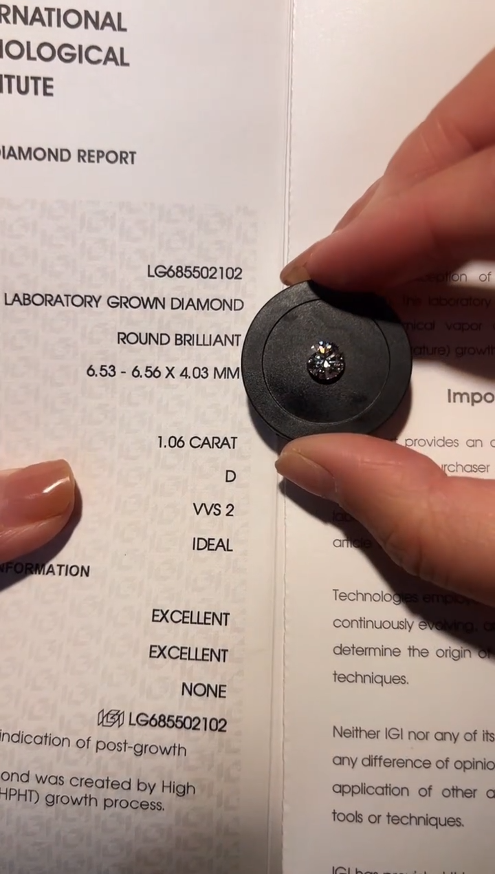 【闪购商品】实验室培育钻石裸石未镶嵌LG2102  1.06ct裸石