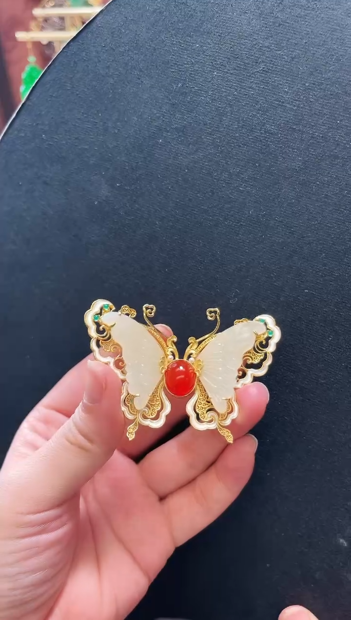 【闪购商品】和田玉胸针银S925镶嵌支持48小时鉴赏