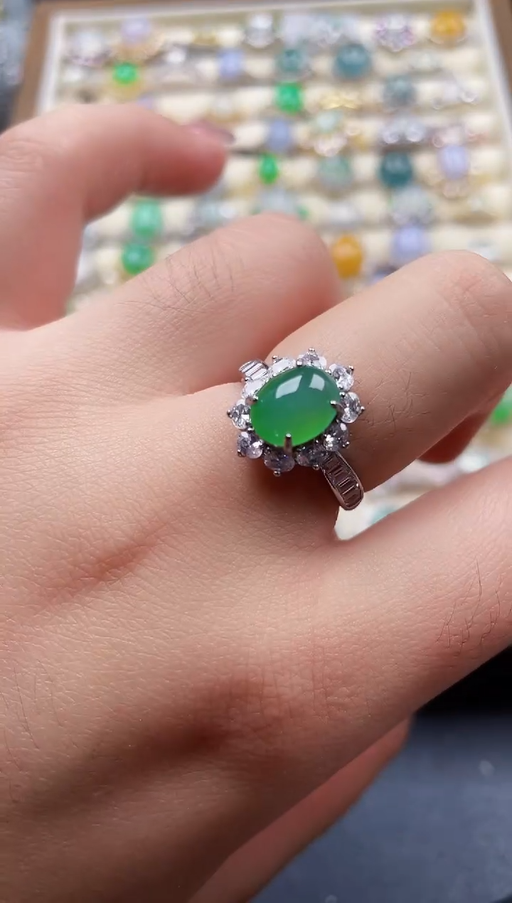 银S925镶嵌戒指翡翠190