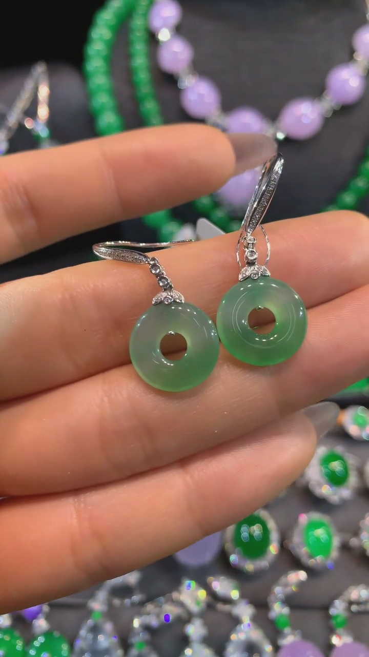 【闪购商品】翡翠耳饰18K金镶嵌耳饰