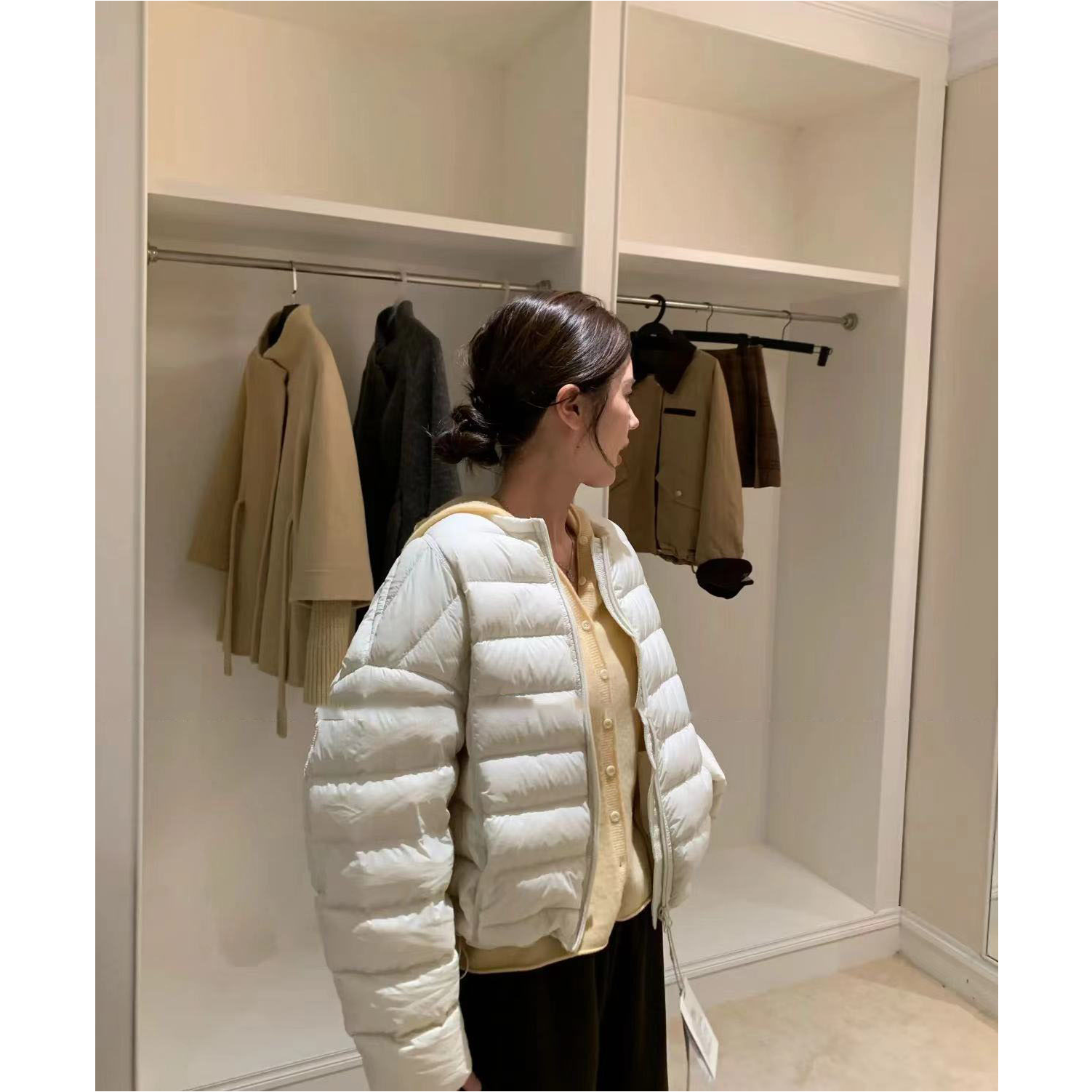 胶囊羽绒服~韩版小众休闲白鸭绒羽绒服百搭薄款外套3200