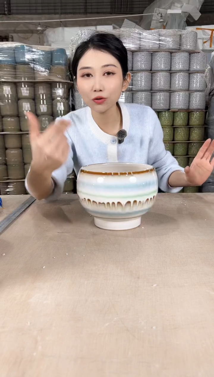 【闪购商品】陶瓷圆球多层流釉中号18x15