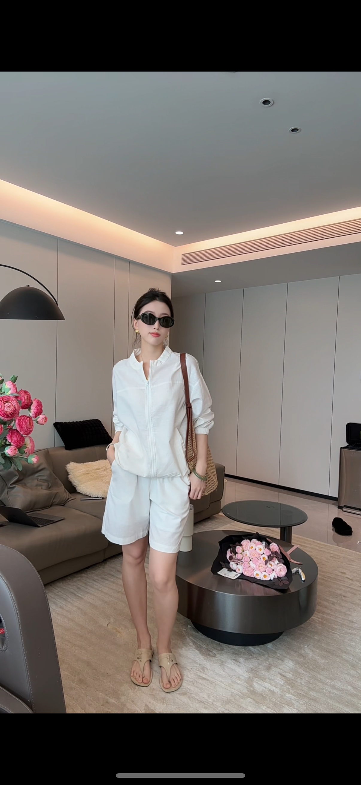 【千岁专属】简约亚麻外套短裤新品宽松百搭长袖套装66168