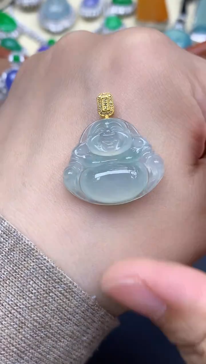 颈饰18K金镶嵌翡翠455-中国好珍宝