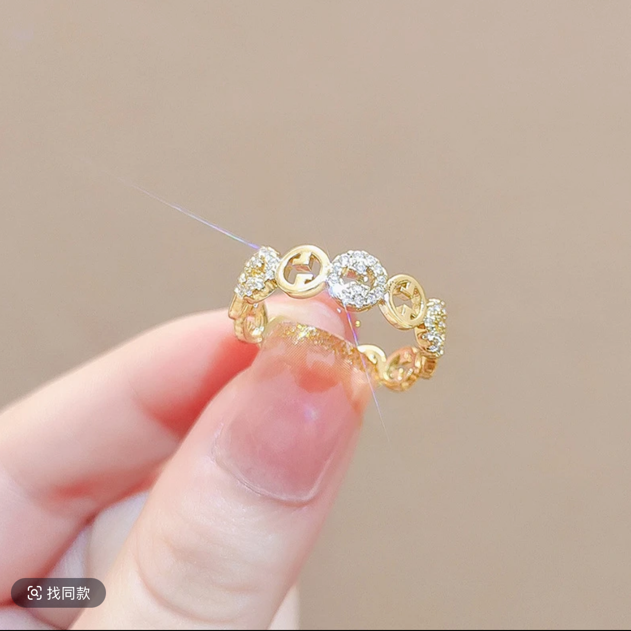 铜合金合成锆石戒指 《福系列》轻奢高级感网红可调节戒指指环小众