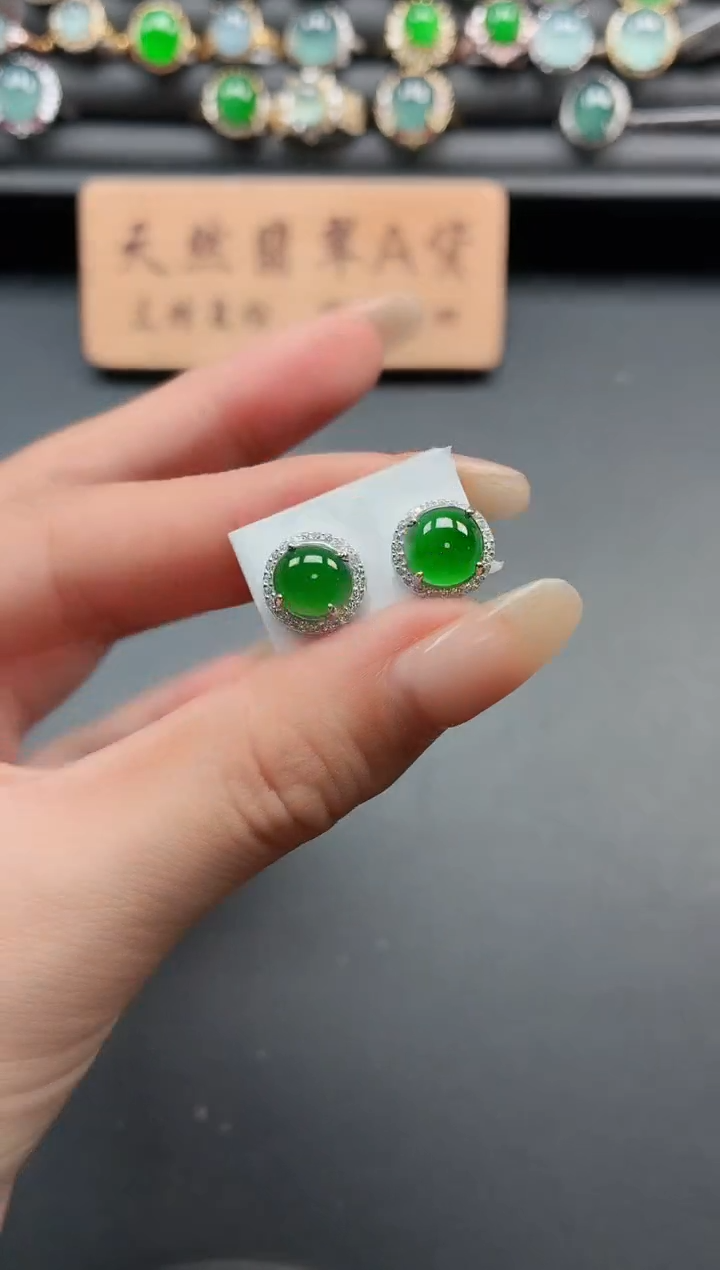 银S925镶嵌戒指翡翠1