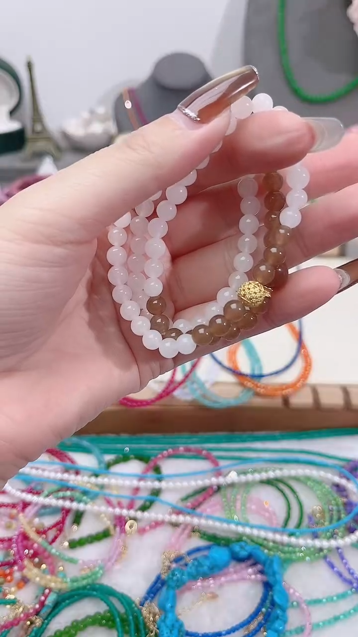 银S925镶嵌手链和田玉（糖玉）三圈99