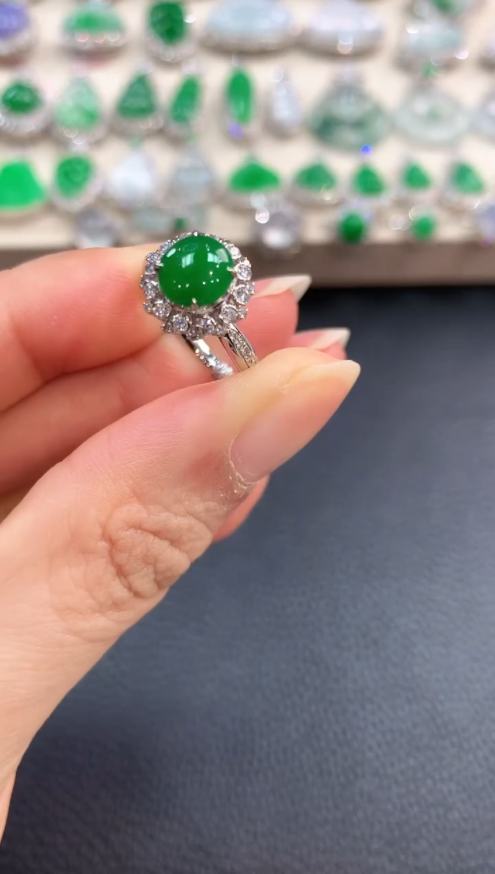 【闪购商品】翡翠戒指18K金镶嵌b76多样性一件发货