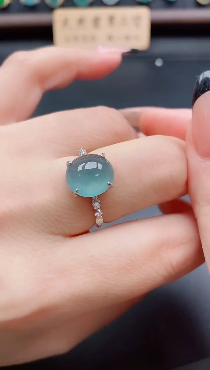 银S925镶嵌戒指翡翠1