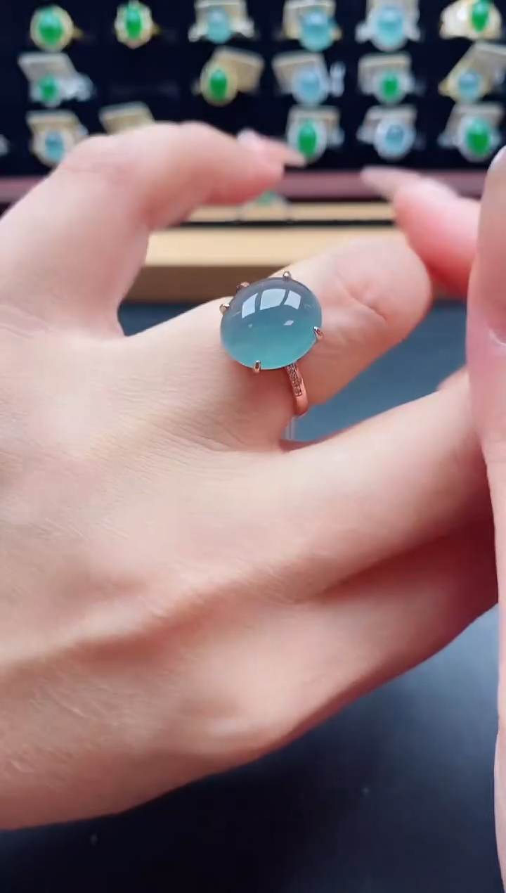 银S925镶嵌戒指翡翠1