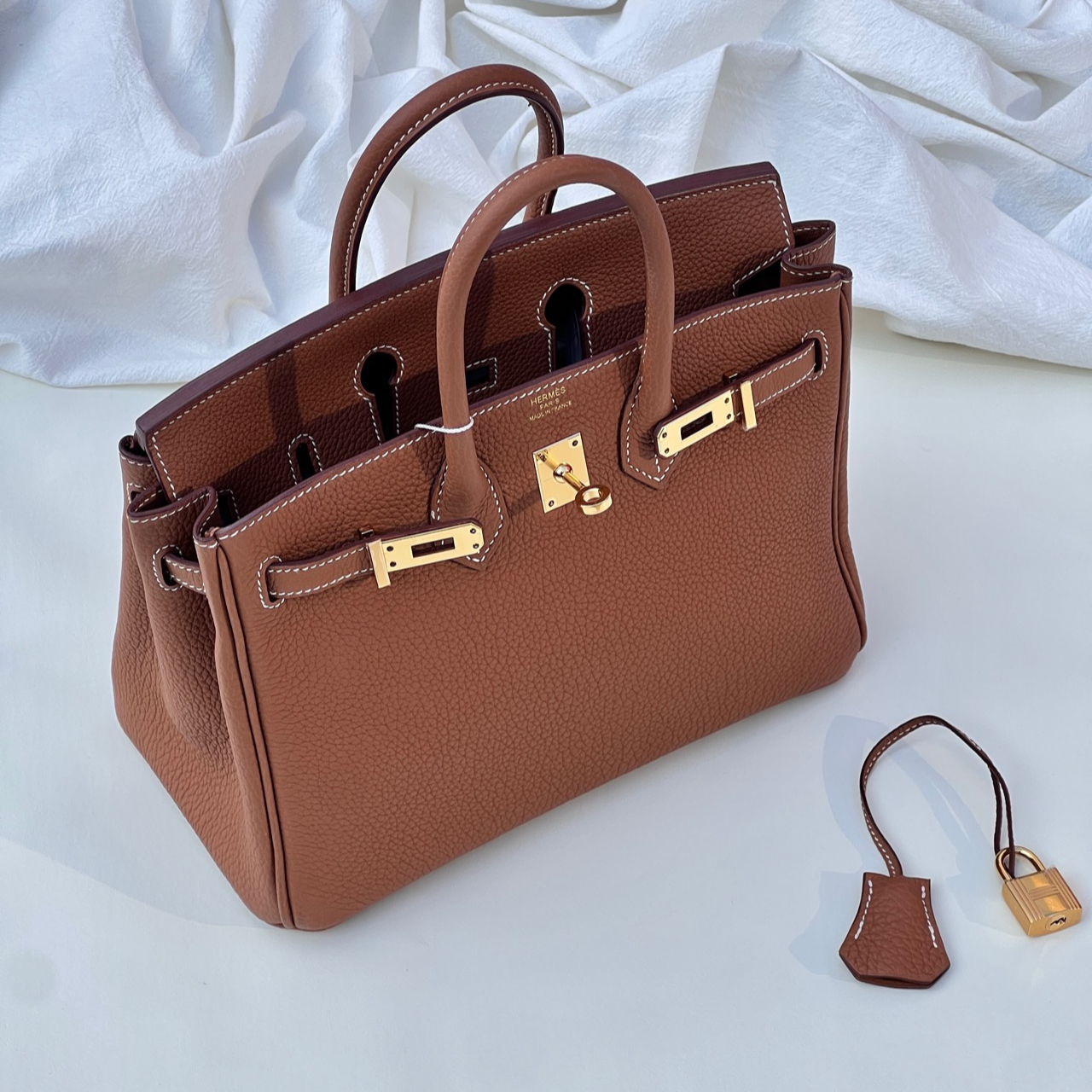 全新未使用 Hermes/爱马仕 birkin25金棕金扣 w刻 Togo皮 全新