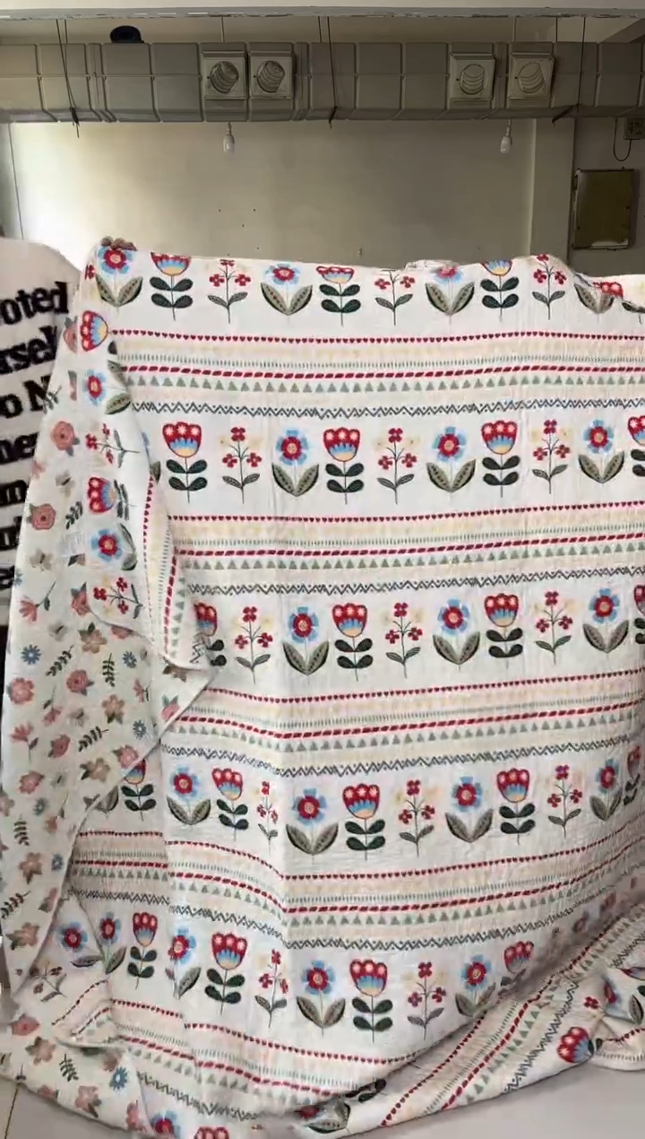 棉50*70斜纹小红花枕套