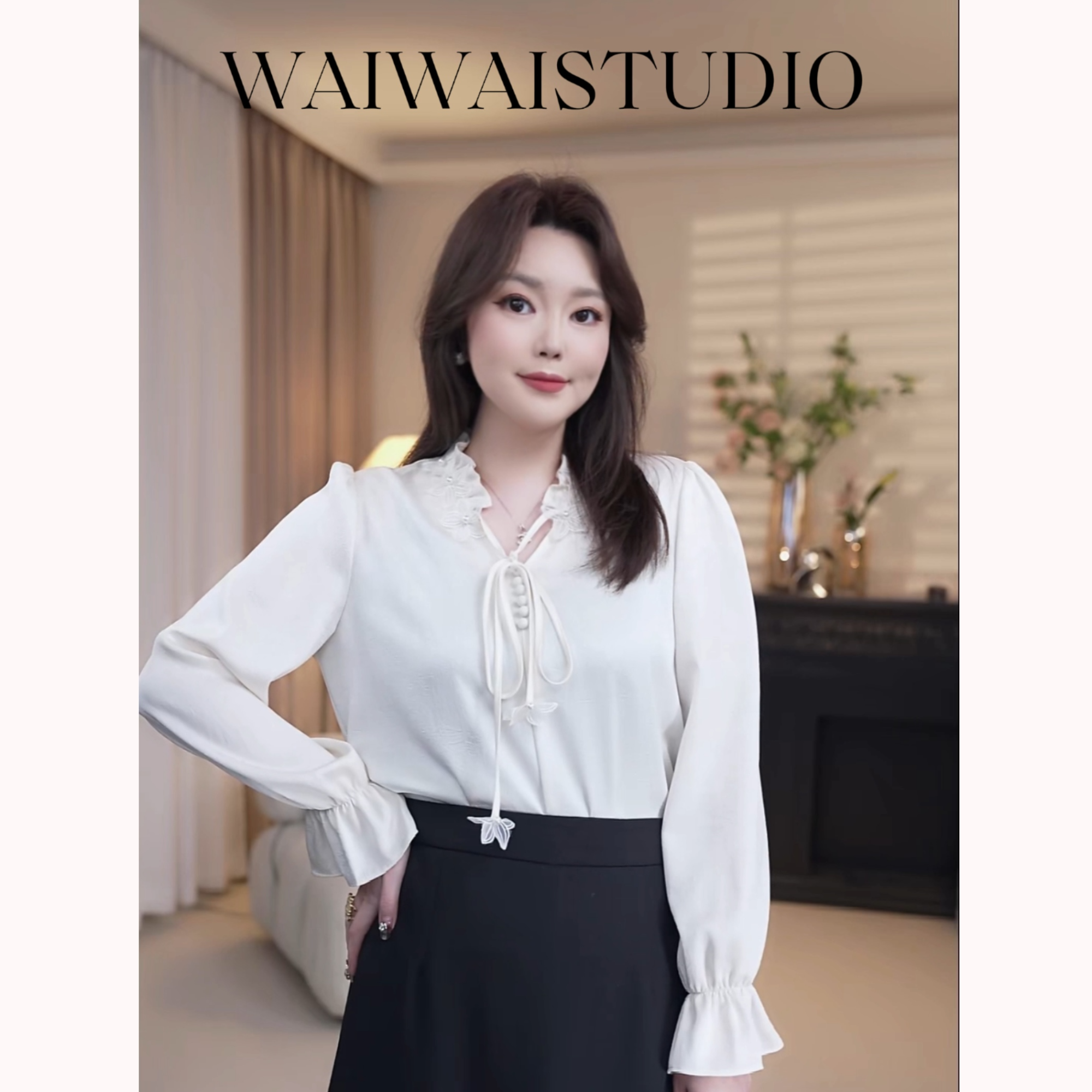   【轻风叙】显瘦立体花朵领法式气质衬衫 25S202 