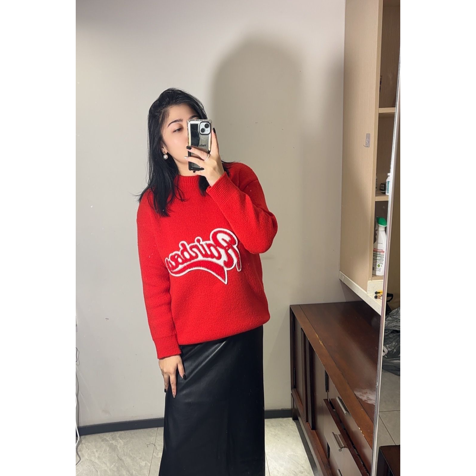 复古百搭红色新年圣诞毛衣高级感秋冬新款圆领本命年宽松针织