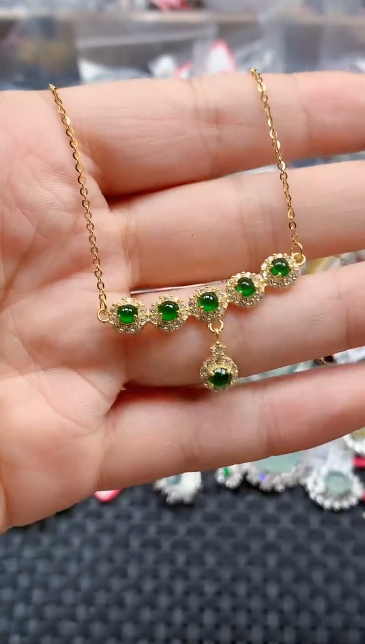 银S925镶嵌戒指翡翠天然A货缅甸翡翠