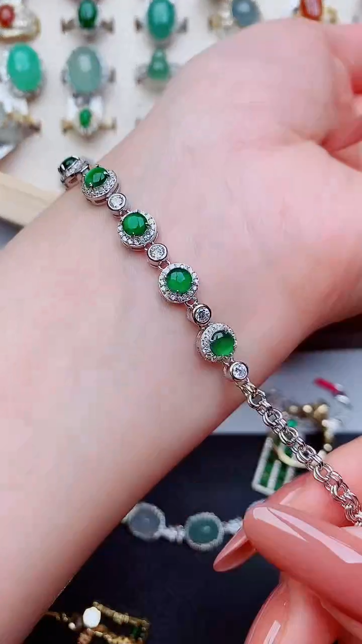 银S925镶嵌戒指翡翠...