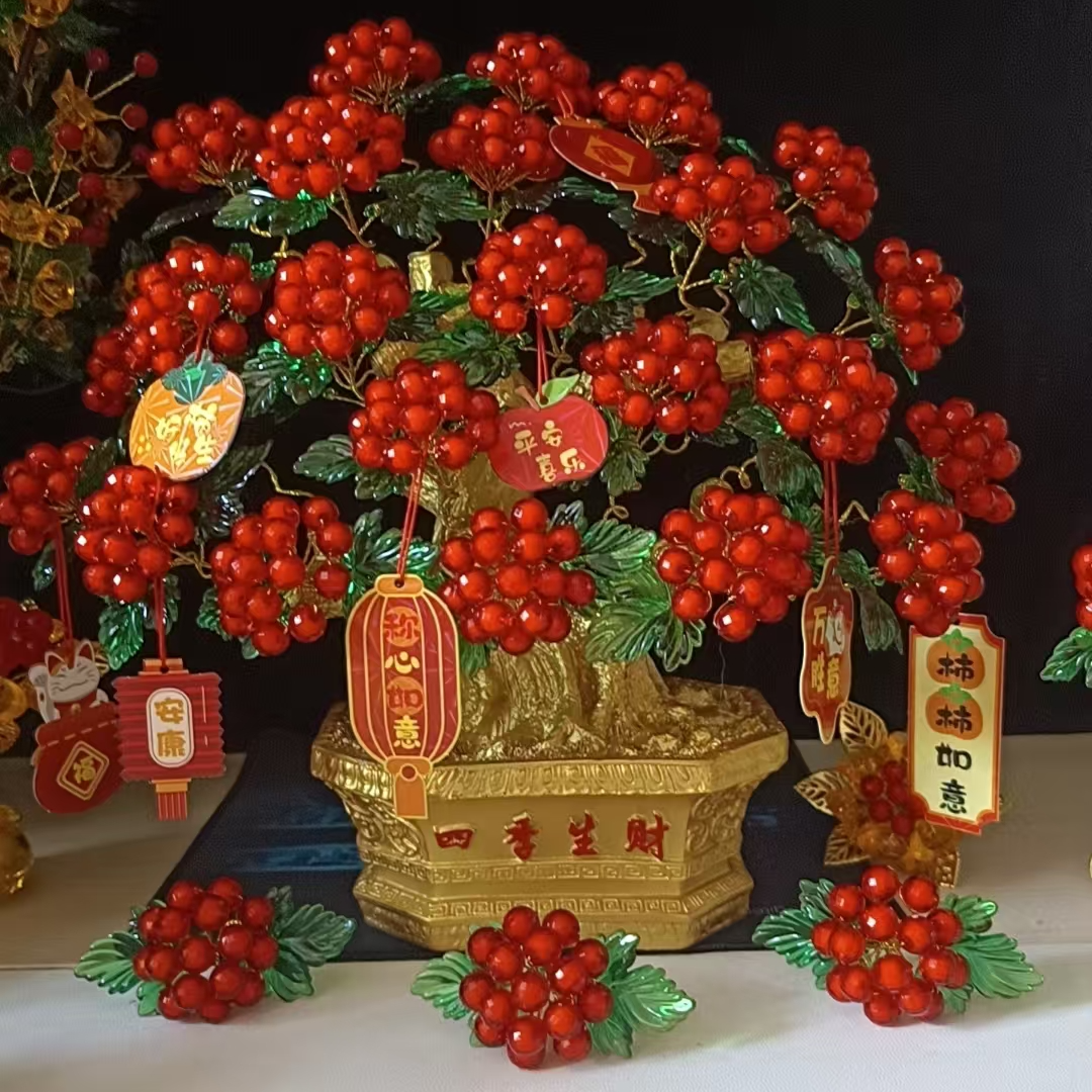 热卖爆款送【8图贺卡】切面珠三叉叶版发财树手工DIY桌摆饰品材料包