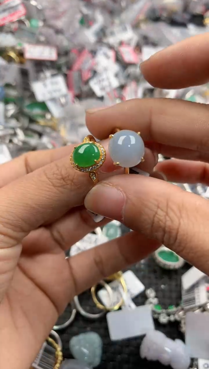 银S925镶嵌戒指翡翠1010---1