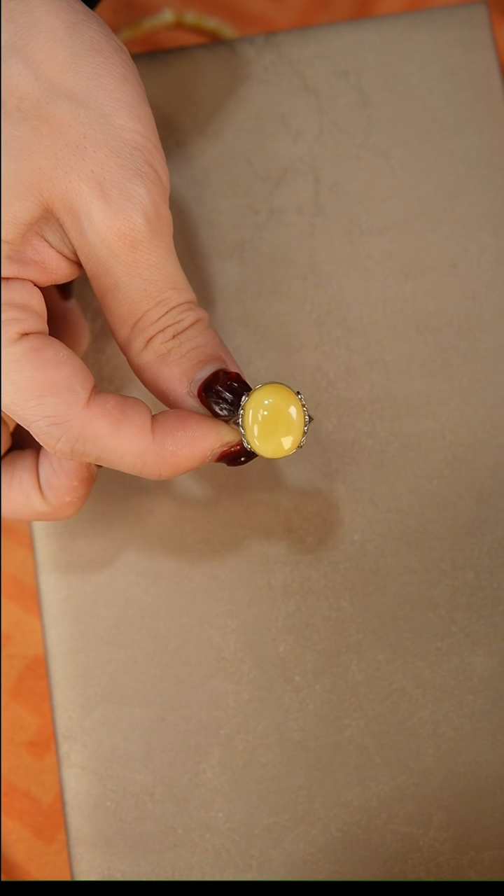 【闪购商品】琥珀戒指银S925镶嵌戒指