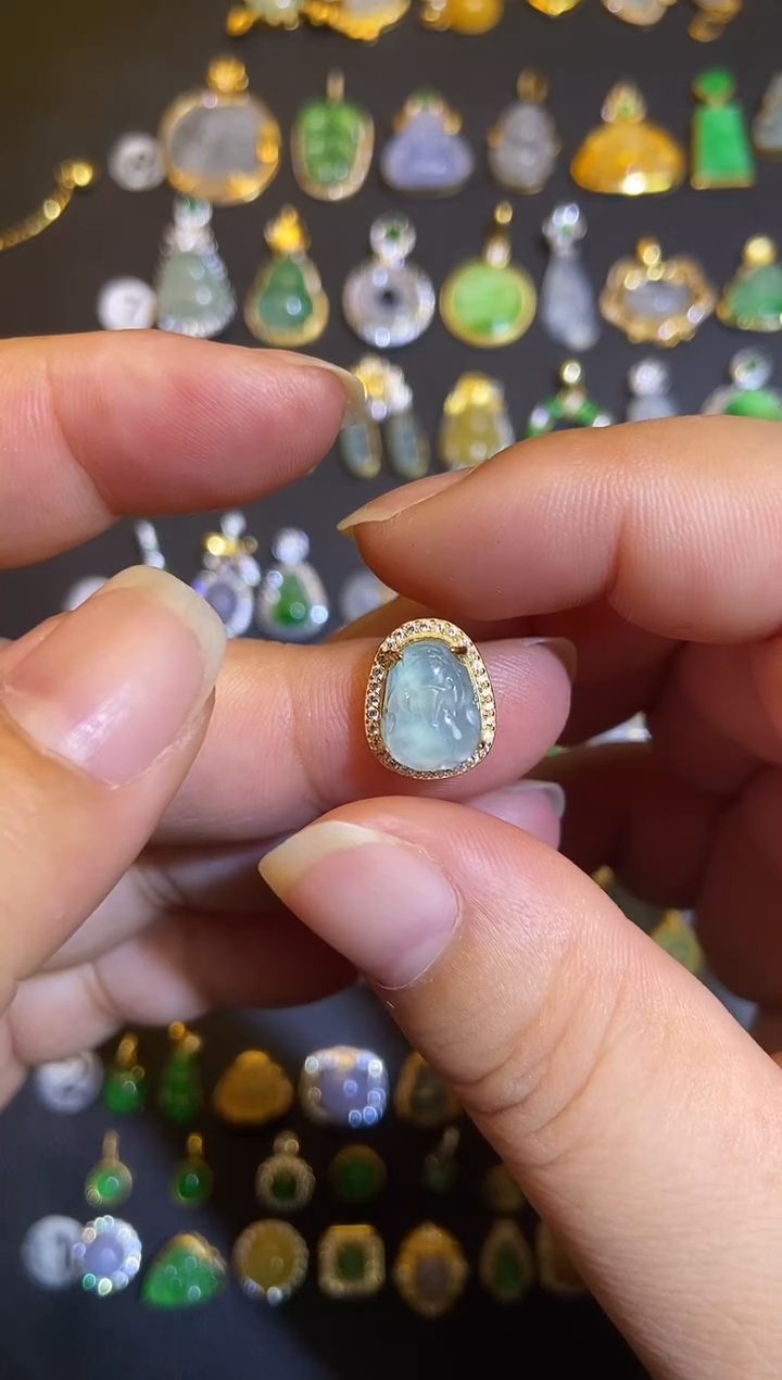 吊坠(不含链)银S925镶嵌翡翠1