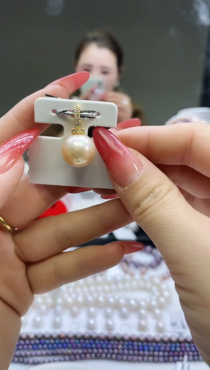 未镶嵌吊坠淡水珍珠中国红吊坠