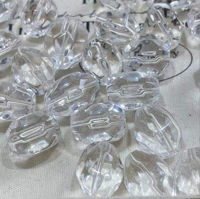 、【B5】天然白水晶随形方糖双尖六角柱菠萝珠白配件串珠 多样性发一