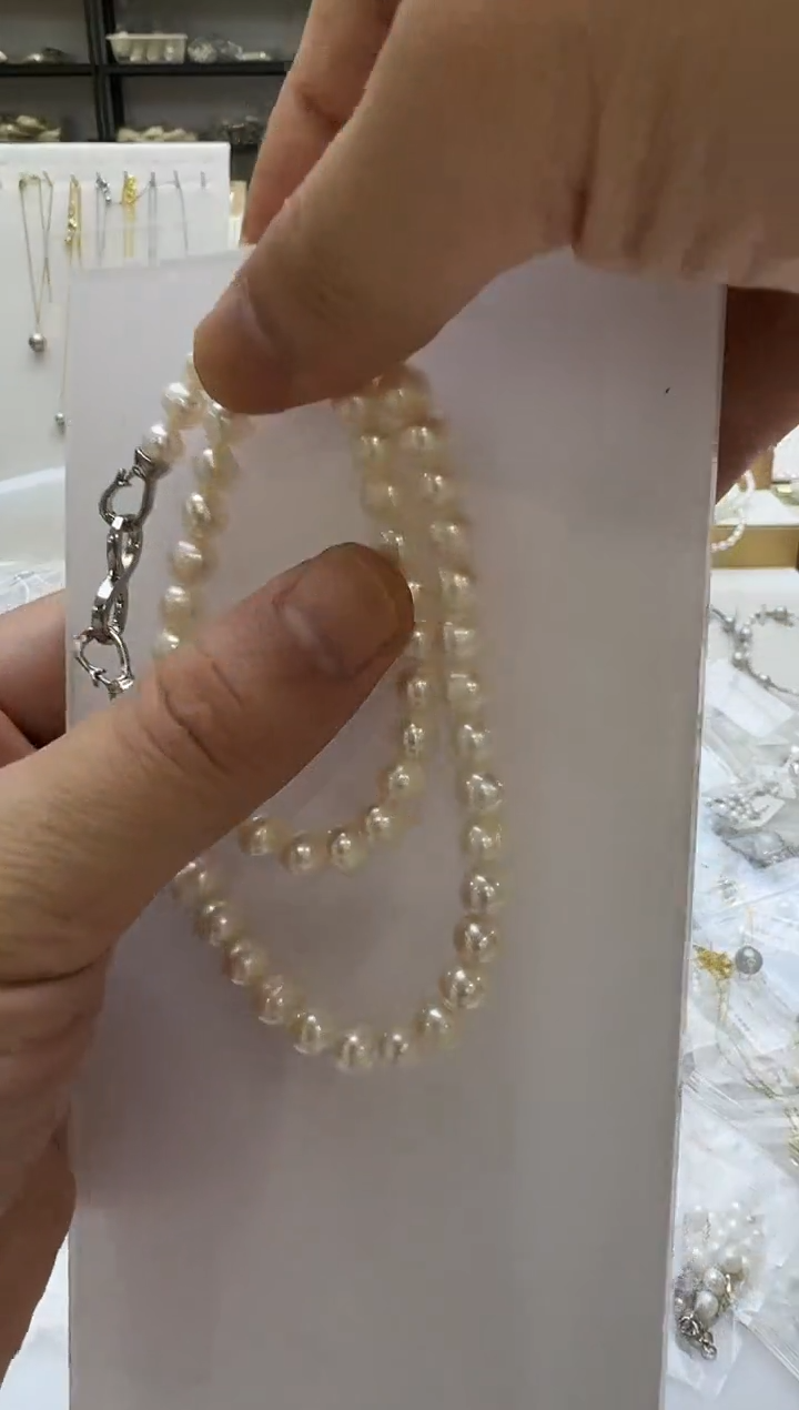 淡水珍珠未镶嵌项链7-8mm 无核-八字扣