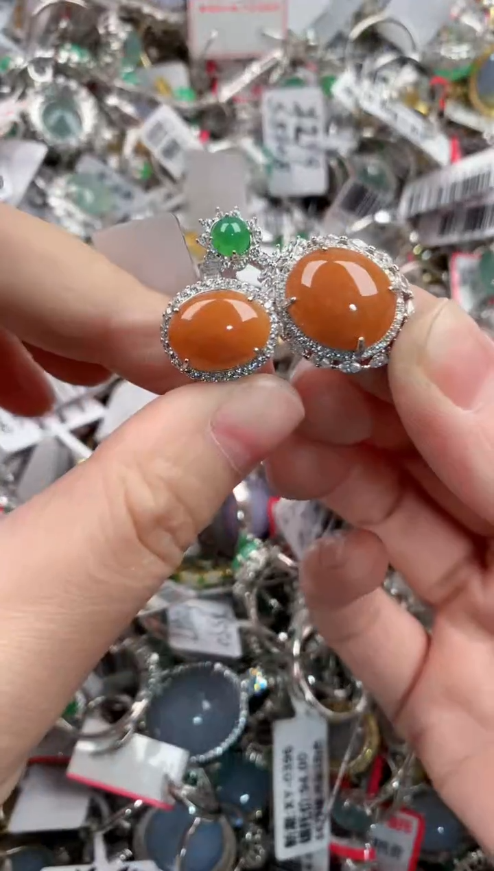 银S925镶嵌戒指翡翠6666----1