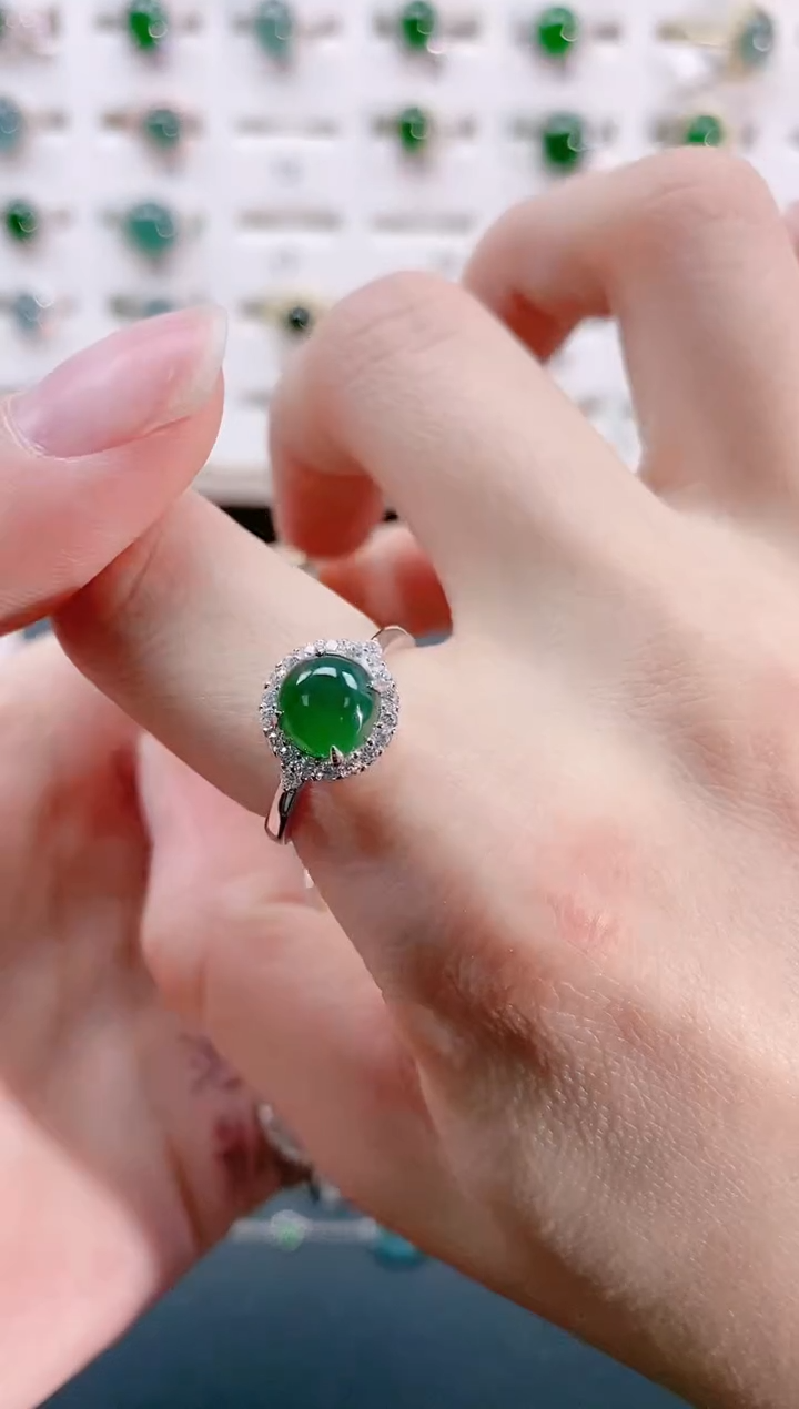 【闪购商品】翡翠戒指银S925镶嵌天然翡翠