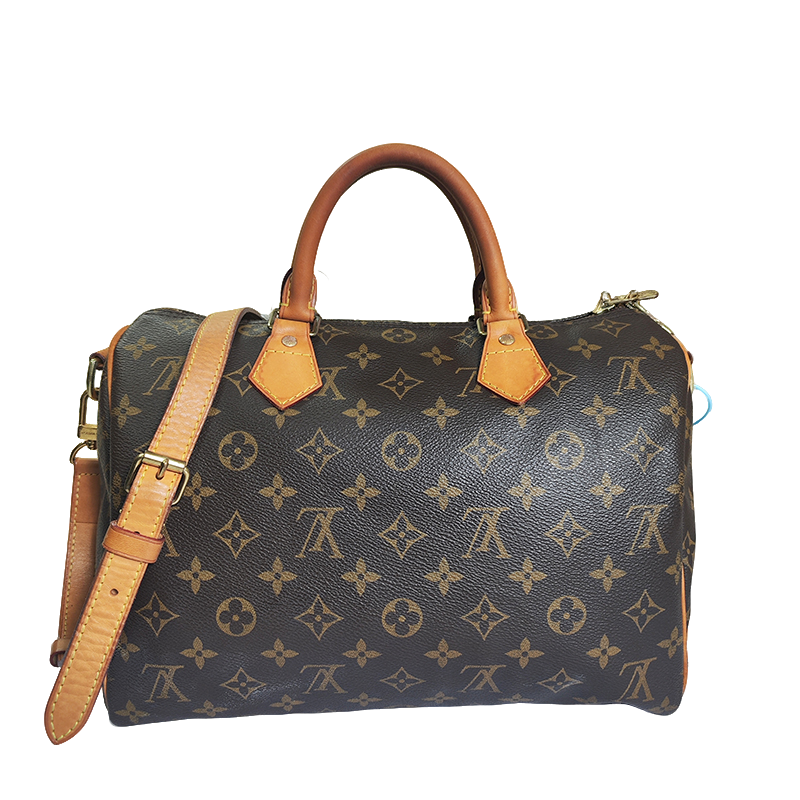 90新 LouisVuitton/路易威登 speedy30老花枕头包女士手提斜挎包