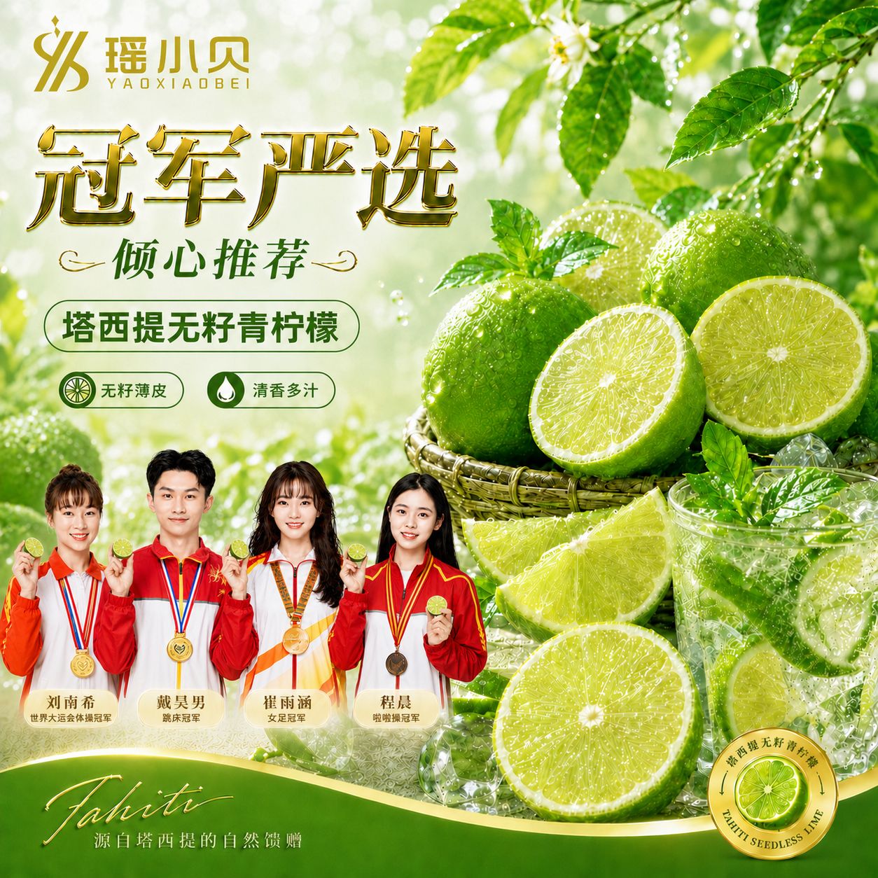 【精品果】塔西提无籽青柠檬无籽香水柠檬果香新鲜皮薄多汁商品图