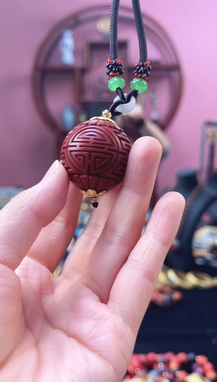 非遗 雕漆3.0大漆珠 团寿