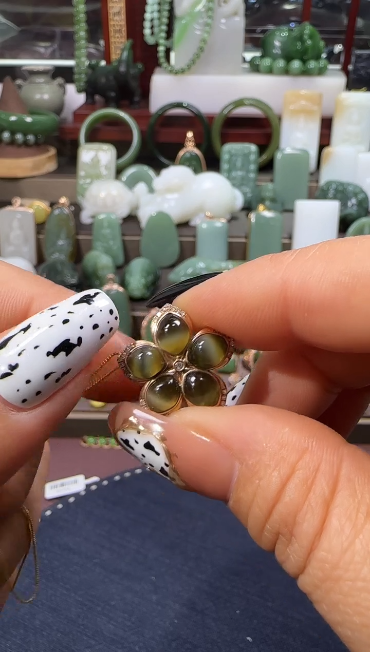 和田玉18K金镶嵌挂件24【宏钰0417】