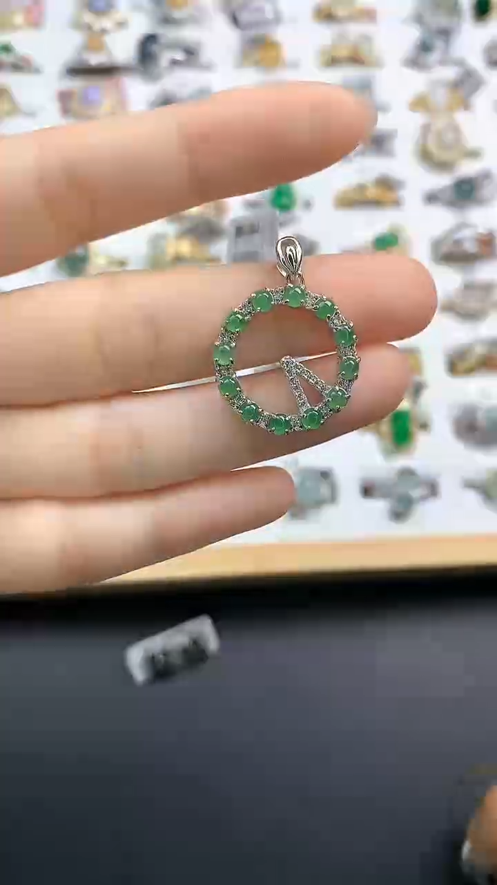 【闪购商品】翡翠颈饰银S925镶嵌翡翠 吊坠 银S925镶嵌