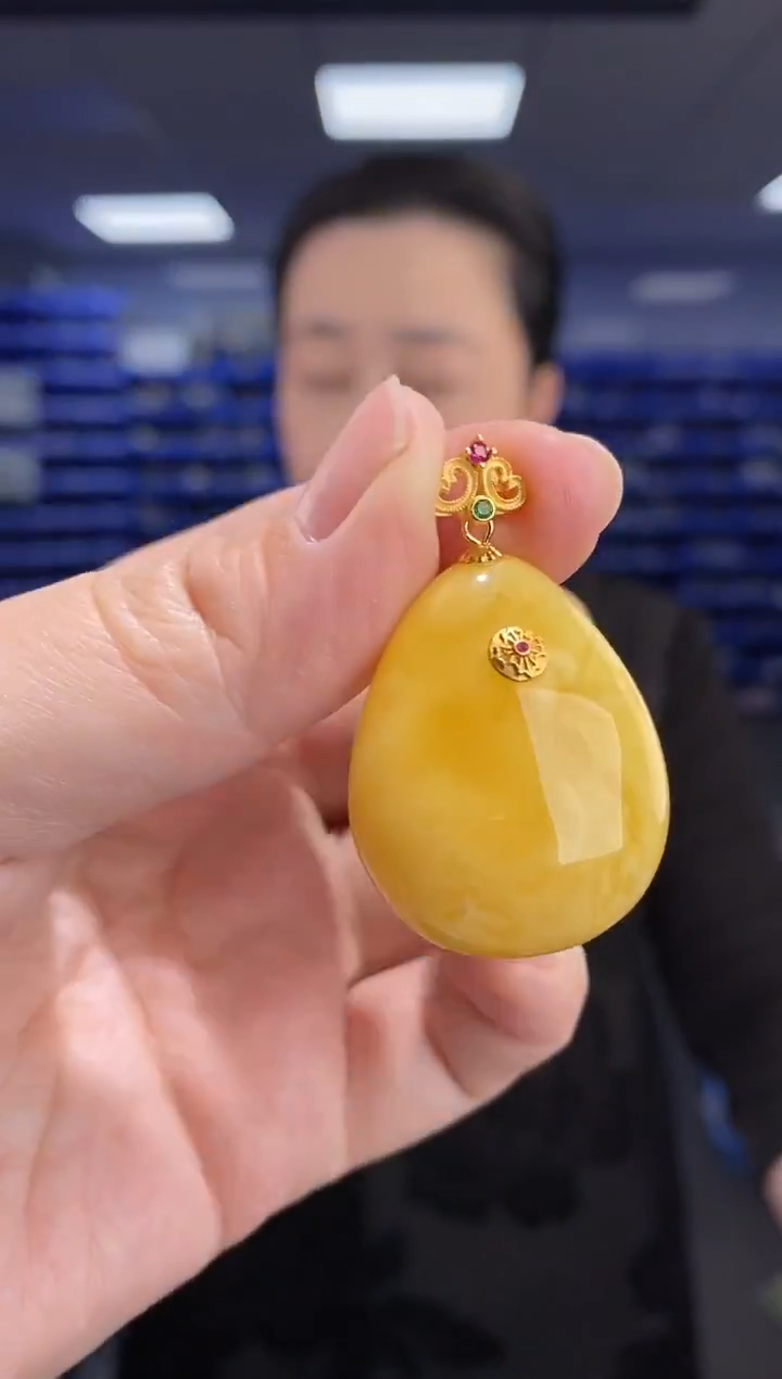 蜜蜡吊坠(不含链)银S925镶嵌G14323