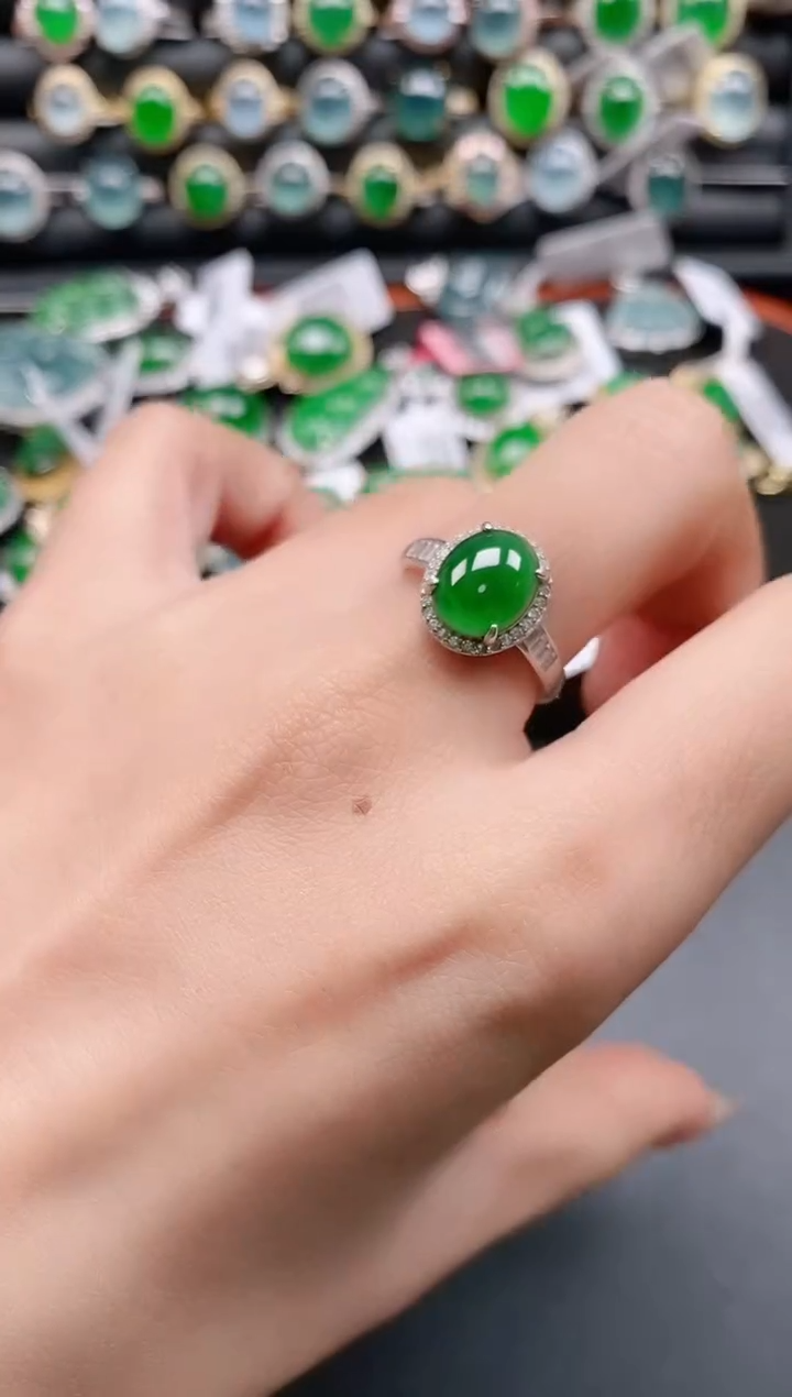 银S925镶嵌戒指翡翠111