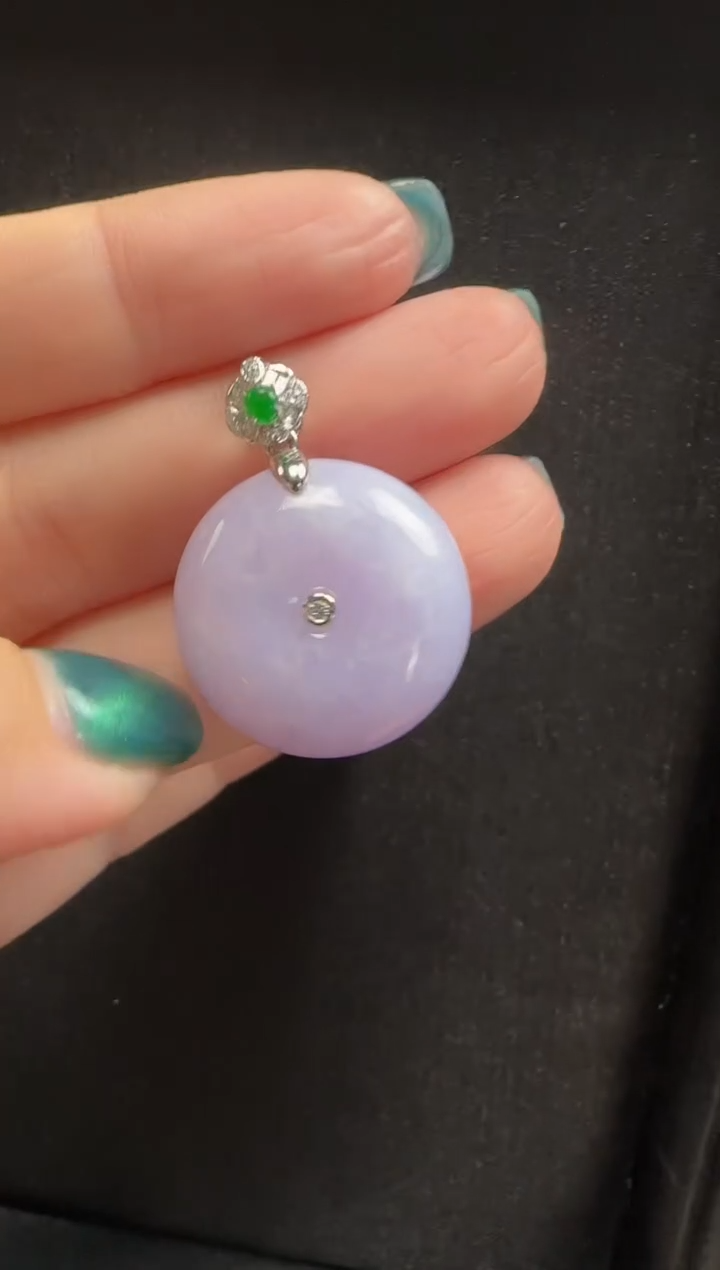 【闪购商品】翡翠颈饰18K金镶嵌004平安扣一个