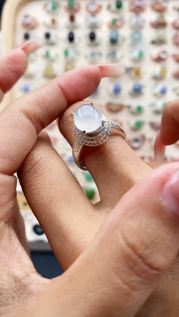 【闪购商品】翡翠戒指未镶嵌缅甸天然A货翡翠444  10+7