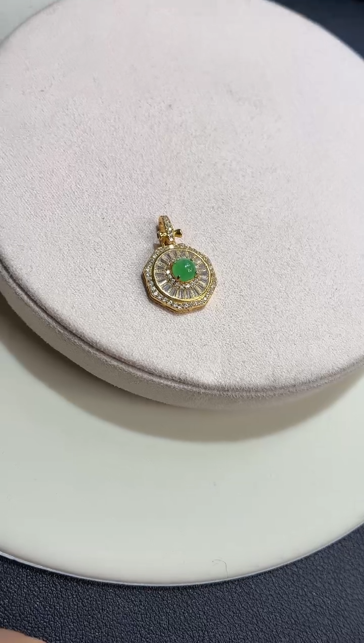 吊坠(不含链)银S925镶嵌翡翠吊坠