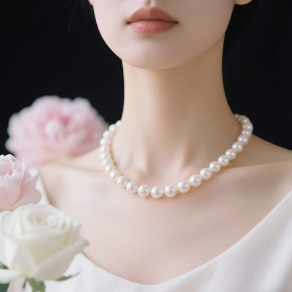 11-12mm正圆极光炫彩色天然强光淡水珍珠项链送妈妈礼物大龙珠女